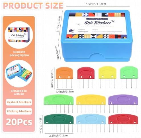 20 Pcs Knit Blocker Pins Combs, Color Knit Blockers Combs for Blocking