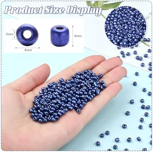 ZHIYUXI 3000Pcs 4mm Dark Blue Glass Seed Beads for Jewelry Making