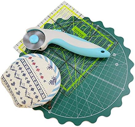 HONEYSEW Circle Rotary Cutting Mat Diameter 20cm(8") Self Healing for Any Table Protection Board Quilt Fabric Doing Crafts Sewing Quilting Projects Rotating Cutter Pad (Green Color)
