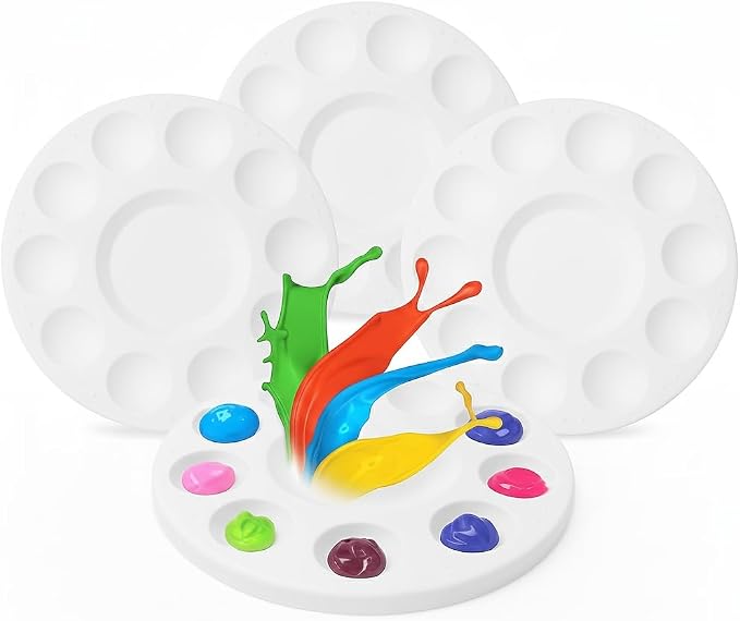 Mr. Pen- Round Paint Tray Palettes, 4 Pack | Plastic White Palettes for Students, Kids, Paint Holder, DIY Craft Class, Painting