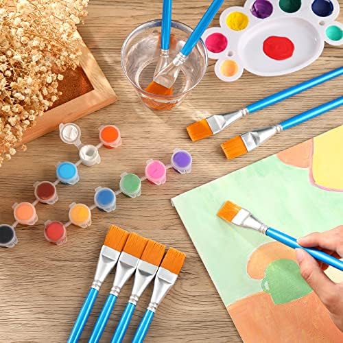 Crtiin 60 Bulk 3/4 Inch Flat Paint Brushes for Acrylic Painting Large(Bule)