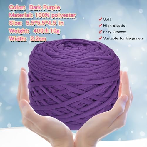 400g T-Shirt Yarn, 130 Yards Elastic Fabric Crochet DIY Dark Purple