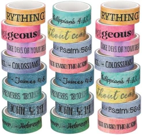 24 Rolls Christian Washi Tape Gifts for Bible Journaling, Morandi