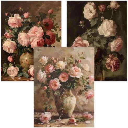 WNPOKN 3Pcs Vintage Vase Flowers Diamond Art Kits for Adults 12 x 16inch