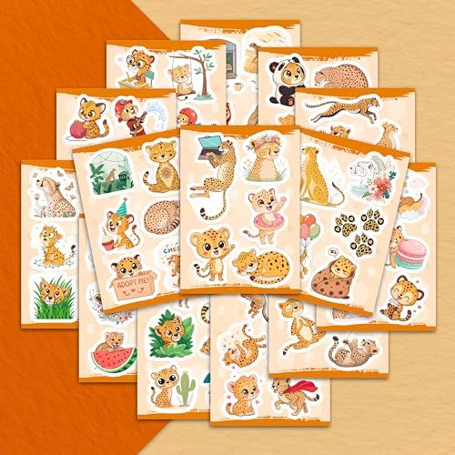 100Pcs Cheetah Stickers for Water Bottle, Laptop - Cheetah Gifts, Party Supplies & Decorations - Animal Stickers, Decals - Gift for Women & Men