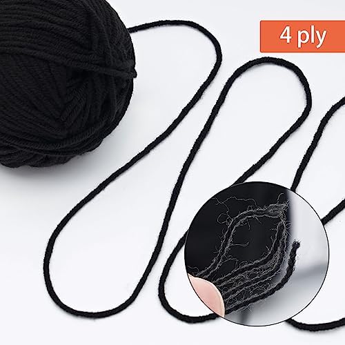 NICEEC 300g Soft Assorted Colors Yarn 100% Acrylic 870yds -Black