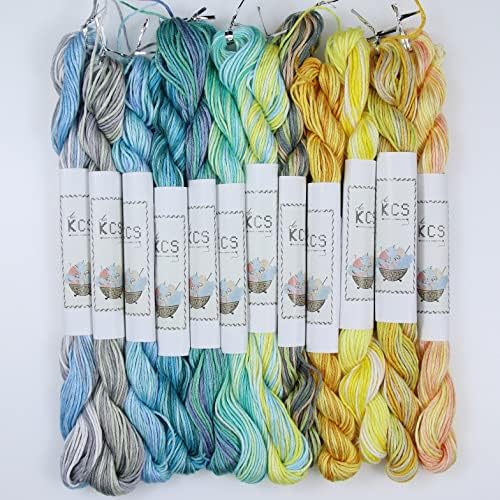 KCS Big skeins of 25 Meters Size 25 Color Variegated Cross Stitch Stranded Threads,12 skeins,04