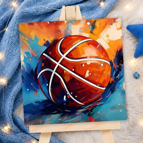 AUKELHJ Paint by Numbers Kit for Kids with Frame, Basketball, 8X8 inch