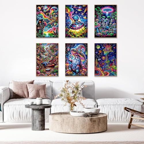 EIBEILI 6 Pack Colorful Style Paint by Numbers Kit for Adults Beginner,Starry Sky Adult Paint by Number Kits on Canvas,Easy Canvas Paint by Numbers for Adults for Home Wall Decoration 12 X 16 inch