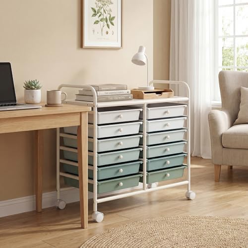 COSTWAY 12-Drawer Rolling Storage Cart, Utility Storage Organizer Cart