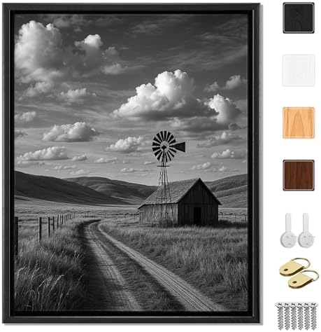 Canvas Floater Frame for 1”–1.25”Deep Gallery Wrapped Canvas, Wood-Look Floating Frame Wall Artwork for Oil Paintings, Gallery Bedroom, Living Room, Studio, Made in USA (Black,8x12)