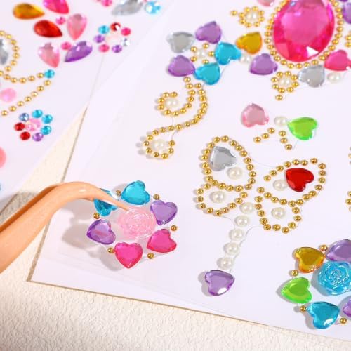 Gem Stickers for Crafting, Face, Eye, and Body Makeup, DIY Decoration, Kids' Rewards (Gem Stickers G (8 Sheets))