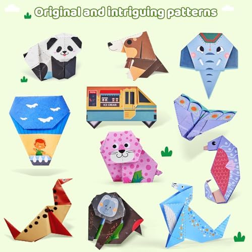 GAMENOTE Origami Kit for Kids Ages 8-12, 72 Adventure Projects, 180 Sheets | Double-Sided Origami Paper with adventure themes includes 168 patterned sheets, 12 solid practice sheets and video guides.