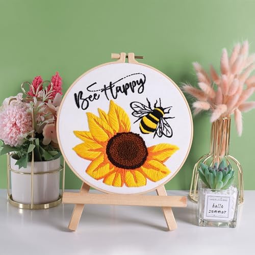 Louise Maelys Sunflower Bee Embroidery Kit for Beginners Gift DIY Set