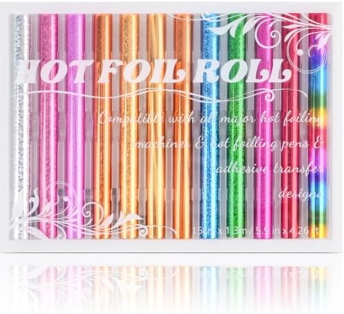 CYFUN DESIGN 5.9inx4.26ft 12Pcs Heat Activated Foil, Hot Stamping Foil Roll