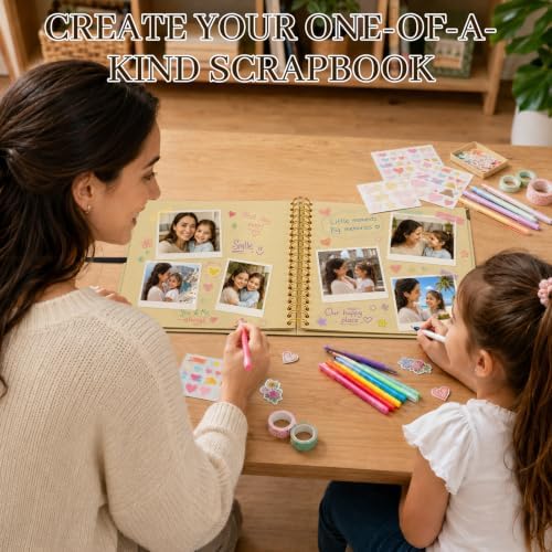 Scrapbook Photo Album 10"x10" 40 Sheets 80 Pages Kraft Paper Ribbon Closure