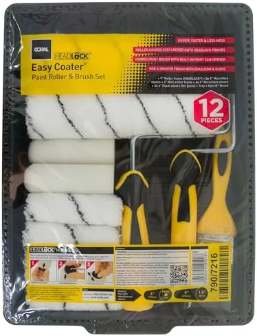 CORAL Easy Coater Decorating Paint Roller Tray & Frame Set, 12 Piece Pack, Roller Brush, 10501