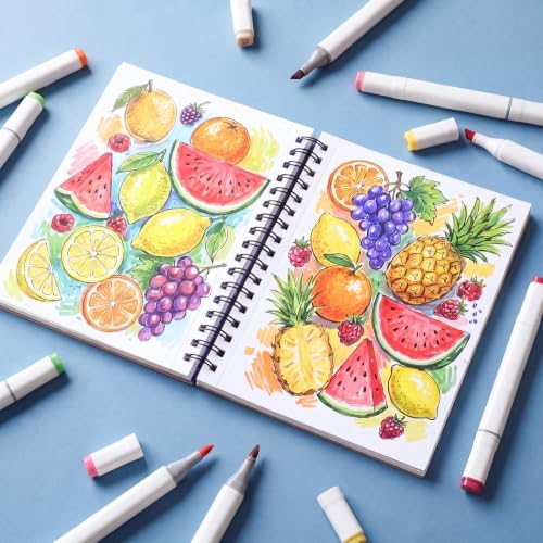 5.8×8.3 Marker Pad, 50 Sheets, Smooth Acid-Free Paper for Markers | Bleed-Resistant Coated Paper, Lay-Flat Binding, for Alcohol Markers, Fineliners, Pencils, Calligraphy