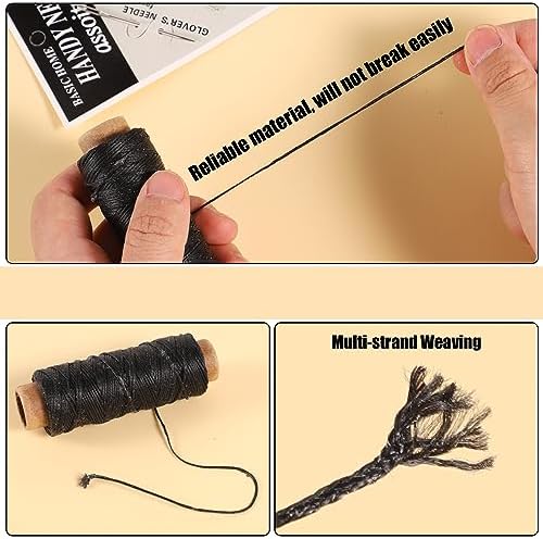 55 Yards Waxed Thread with 7 Leather Needles for Hand Sewing