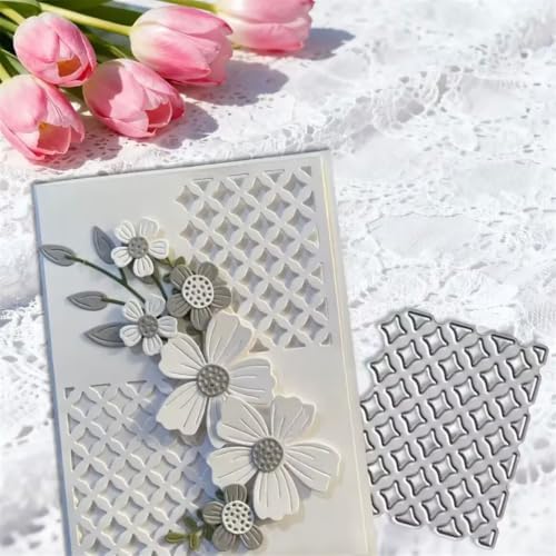 Scrapbooking Die-Cuts, Layer Frame Net Set Metal Cutting Dies for Card Making, Paper Craft Template, Background Embossing Stencils, DIY Album Décor (Grid Frame-6.6x5.4cm)