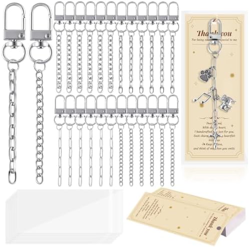 Wurosi 24 Sets Keychain Making Kit for Bag Charm with Package,Silver
