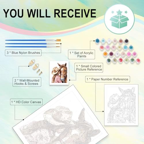 Paint by Numbers Kit for Adults, Horse DIY Painting Kit, 16x20 Inch