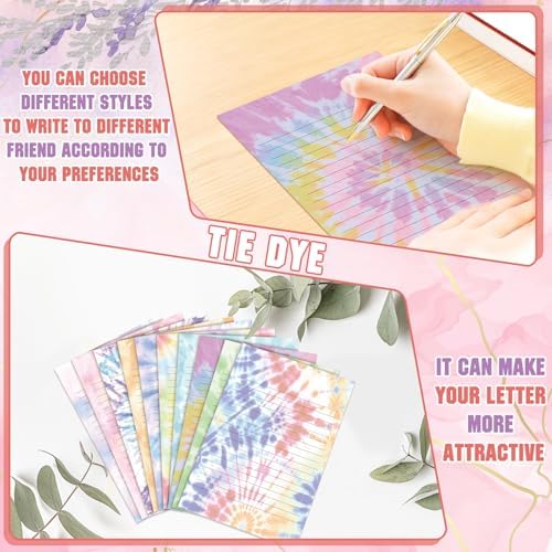 TaoBary 160 Pcs Tie Dye Stationery Paper and Envelopes Set, 5.5 x 8.25''