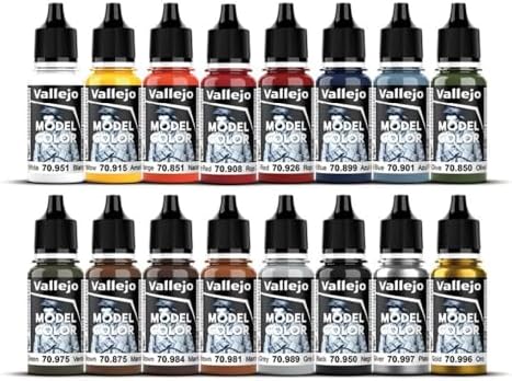 Vallejo - Folkestone Basics Acrylic Paint Set | Model Color | Figure Color Series Historical Miniature Kit to Achieve Historical Accuracy with Artist-Grade Pigments | 16 Bottles x 18 ml (0.60 fl.oz.)