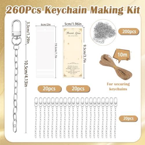 Riwiuue 20 Pcs Keychain Making Kit, Silver Key Chain Making Supplies