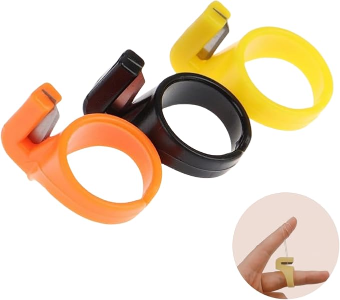 3Pcs Plastic Thimble Set, Sewing Ring, Thread Cutter, Finger Blade, Needle Craft Yarn Cutting Tool, DIY Household Sewing Machine Accessories, Sewing Thimbles