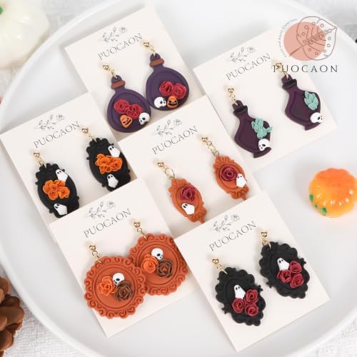 Puocaon Halloween Frame Polymer Clay Cutters for Jewelry Earrings Making | 9pcs Ornate Frame Shaped, Easy to Use Smooth Cutting Edge, Polymer Clay Jewelry Tools, Halloween Polymer Clay Artist Gifts