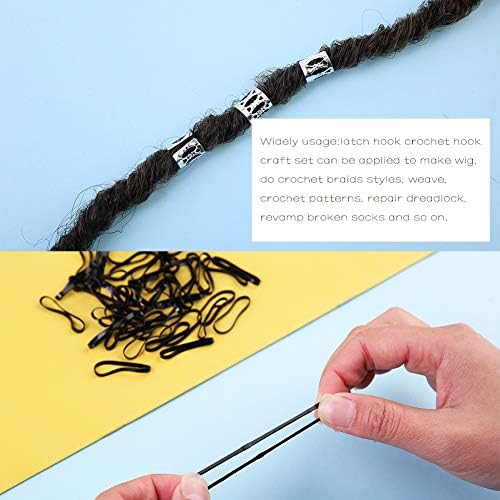 Crochet Hooks for Hair Set Latch Hook Crochet Needles Adjustable Loop Rings