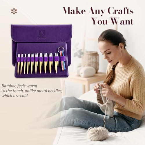 Yarniss 10 Size Shortie Circular Knitting Needles Set with Cable 3.25~6.5mm