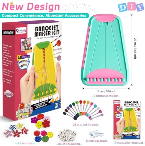 Maynacs Friendship Bracelet Making Kit for Girls 8-12, 28 Pre-Cut Threads