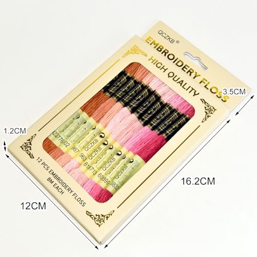 Premium Rainbow Color Embroidery Floss - Cross Stitch Threads - Friendship Bracelets Floss - Crafts Floss - 12 Skeins Per Pack Embroidery Floss,Warm red-Brown Gradient