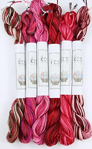 KCS Big skeins of 25 Meters Size 25 Color Variegated Cross Stitch Stranded Threads,6 skeins,23