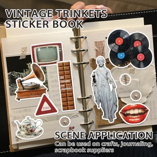 Bomichi Vintage Sticker Book, 30 Sheets 308 Pcs Aesthetics Stickers for Journaling Scrapbooking Bullet Journals Planners Letter Card Making