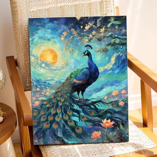 XTCIXAL Paint by Numbers Kit for Adults, Peacock, 16X20 Inch