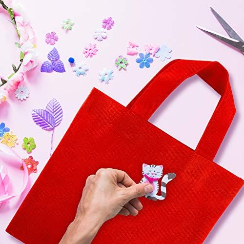 Super Z Outlet Assorted Colorful Solid Blank Fabric Tote Party Gift Bags Rainbow with Handles for Birthday Favors, Snacks, Decoration, Arts & Crafts, Event Supplies (12 Pack) (12" Inches)
