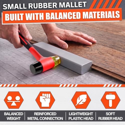Small Rubber Mallet Hammer 1", 25mm Lightweight, Non Slip Grip 9.6 In
