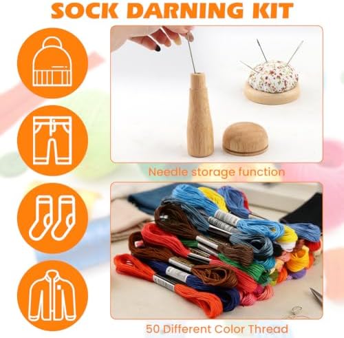 Mini Darning Mushroom Loom Kit, 14 Hooks Weaving Tool