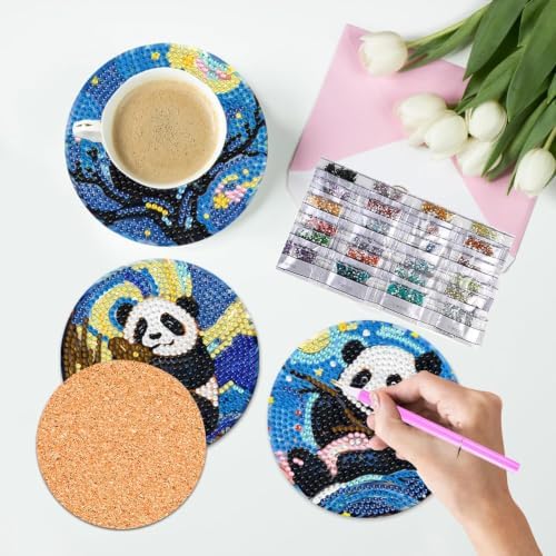 Leatrice 8 Pcs Diamond Art Coasters Small Diamond Painting Kits for Adults
