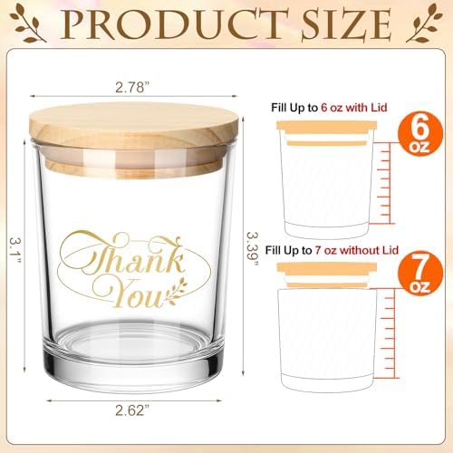Ziliny 10 Pcs Thank You Glass Candle Jars Empty Containers Bulk 7 oz Glass Jars with Cork Lids Tins for Holiday Candle Making Storing Biscuits Tea Party Favors