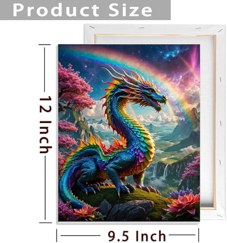 ldazao Dragon Framed Paint by Numbers Kit for Adults Beginner Colourful Dragons Adult Paint by Number Artist Kits for Gift Home Wall Decor 9.5x12 Inch