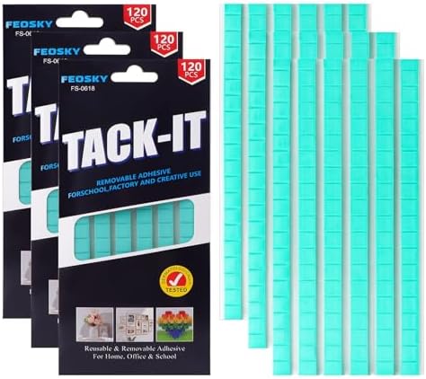 Feosky Adhesive Poster Sticky Tack Putty, Reusable and Removable Adhesive Putty, Mounting Putty for displaying Wall Paintings, Picture, Decoration, Crafts (Green, Pack of 3)