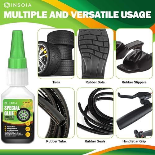 INSOIA Super Black Rubber Glue, 20g, Strong Bond, with Precision Tips
