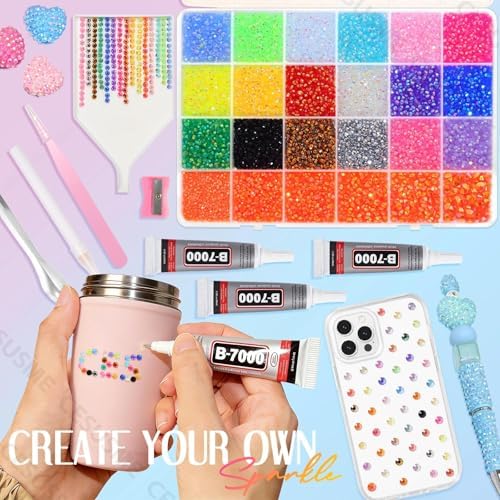 28000 Pcs Orange Color Rhinestones Bedazzling Kit, Resin Jelly Gems Set