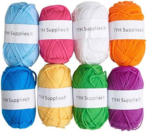 TYH Supplies 8 Acrylic Yarn Skeins Rainbow | 560 Yards Soft DK Light Worsted Yarn for Knitting, Crocheting & Craft Projects – Crochet Kit for Beginners, Amigurumi, Granny Squares, Small Crafts