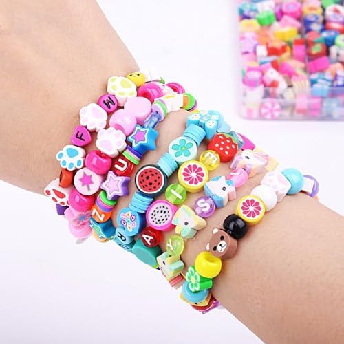 BBita 1000PCS Polymer Clay Beads Bracelet Making kit, 24 Style Cute Fun Beads Sports Ball Volleyball Softball Baseball Basketball Soccer Rugby Football Charms for Jewelry Making DIY for Women Girls