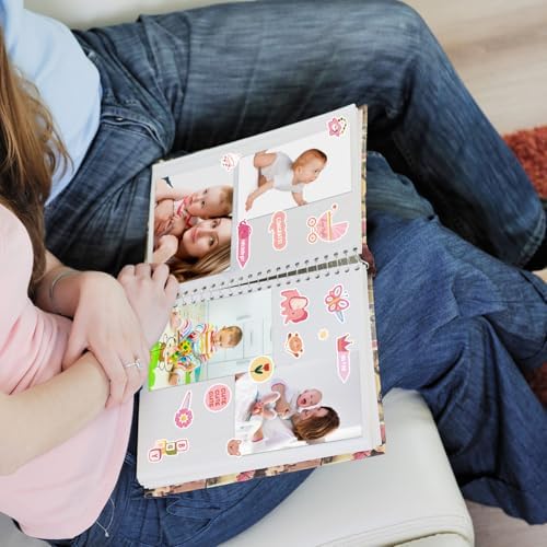 8 Sheets Baby Girl Scrapbook Stickers, Various Patterns
